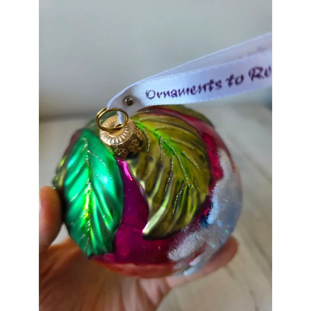 Surfer Hawaiian glass glitter ball ornament‎ remember Xmas tree large unique
